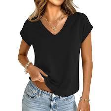 Camiseta de Verano para Mujer con Cuello en V, Estilo Playero, a la Moda, Mezcla de Lino, Corte Holgado, Sexy, Cuello Redondo, Ligera - Product Image 4