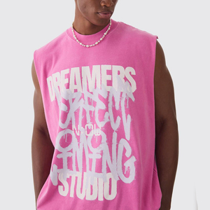 Camiseta sin mangas de algodón para gimnasio y running para hombre, con logo personalizado, talla grande, para verano 2026, venta al por mayor - Product Image 3