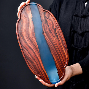 Plateau de service en bois de qualité supérieure personnalisé, décoration de table, sous-verres pour boissons, plateau en résine avec sous-verre en résine océanique - Product Image 2
