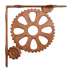 Unique Gear-Inspired <b>Shelf</b> Bracket in Antique Copper Finish for Industrial or Steampunk Home Decor - Product Image 1