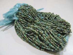 Perles de turquoise naturelle non traitée, facettées, rondes, 2 mm, brin de 13 pouces de long - Product Image 5