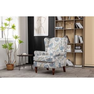 Poltrona Moderna con Design Floreale e Gambe in Legno Retrò, Comoda Sedia Imbottita per Soggiorno e Camera da Letto - Product Image 6