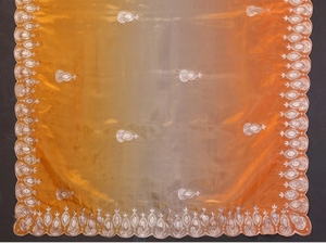 Sari de Diseño KV para Mujer, Bordado y Adornado, Mezcla de Seda Estilo Bollywood, Sin Arrugas, con Blusa Sin Coser (Naranja Beige) Otoño - Product Image 4