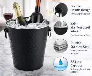 ถังแช่ไวน์สแตนเลสสำหรับแช่เบียร์ |   ตู้แช่เครื่องดื่มแบบสองหูจับสำหรับงานปาร์ตี้และบาร์ |   ความจุ 2.5 ลิตร ทนทาน - Product Image 5