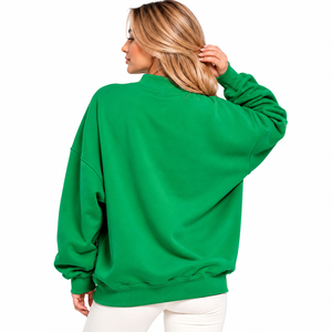 Custom Womens Oversized Mock Neck Sweatshirt Chenille Embroidered Fleece Pullover Loose Fit Casual Streetwear OEM ODM Manufactur - Product Image 3