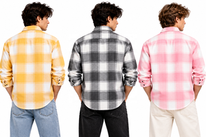 Chemise en flanelle à carreaux pour homme, manches longues, 100% coton, boutonnée, décontractée, pour l'automne - Product Image 2