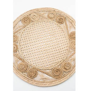 Assiette de présentation en rotin naturel tressé à la main pour table à manger, set de table décoratif tissé pour un service rustique - Product Image 3
