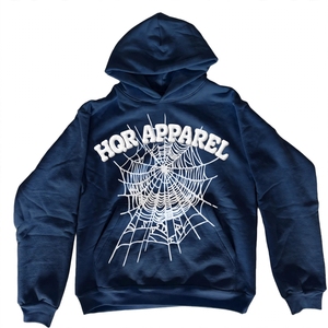 HQR APPAREL Sweat-shirt unisexe bleu marine avec poche kangourou, 100% coton, molleton écologique, style streetwear - Product Image 1