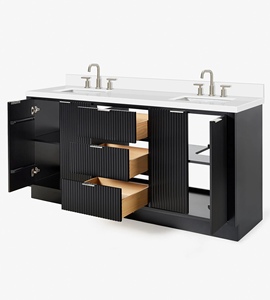 Meuble de salle de bain OEM Phoebe 73 pouces avec double vasque, 2 options de finition, directement de l'usine au Vietnam - Product Image 4