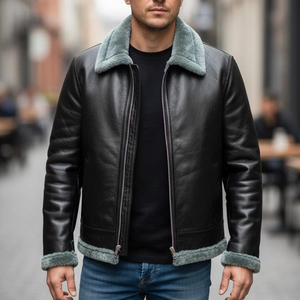 Vestes en cuir à capuche durables et élégantes pour hommes, vestes décontractées d'hiver, vêtements d'extérieur en cuir véritable doux - Product Image 6