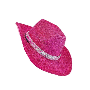 Silver Glitter Cowboy <b>Hat</b> Unisex Wide Brim Sequin Embroidery Party Adult 56-58CM Spring <b>Summer</b> - Product Image 6