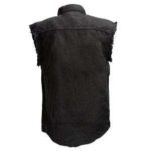 Chaleco vaquero sin mangas para hombre, de algodón suave, estilo motero, diseño vintage lavado, para hombre, estilo motero, camisas de motociclista en venta - Product Image 4