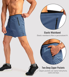 Shorts de sport décontractés en toile solide de haute qualité, respirants et à séchage rapide, avec poche et taille élastique, fabriqués au Pakistan, vente en gros - Product Image 4