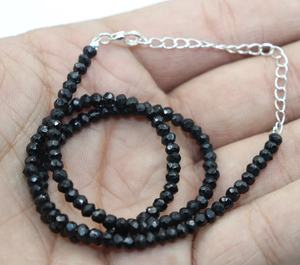 Collar Rondelle facetado de espinela negra, cuentas de espinela negra de 3,5mm, collar con forma de Rondelle de 3,5 milímetros - Product Image 4