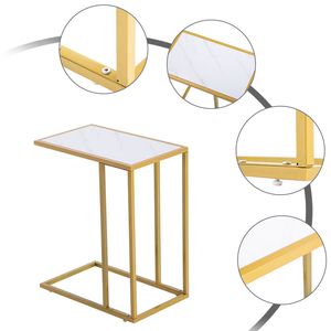 Eco-Friendly <b>White</b> <b>Marble</b> C-Shaped Couch <b>Side</b> <b>Table</b> Nesting End <b>Table</b> for Living Room Bedroom Durable Stylish Next Sofa <b>Table</b> - Product Image 4