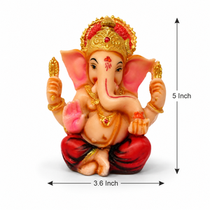 Statue traditionnelle de Ganesha en résine, objet décoratif artisanal pour la maison, présentation sur table, occasion Diwali, thème culture étrangère - Product Image 2