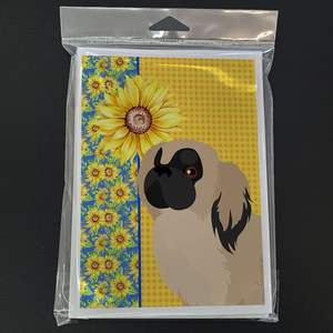 Verano girasoles crema pequinés tarjetas de felicitación paquete 8 tarjetas de nota en blanco con sobres A7 caprichoso 5x7 Tamaño - Product Image 3