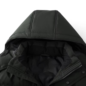 Veste d'hiver pour homme en duvet matelassé à capuche, col montant, coupe-vent épaisse, décontractée, longueur normale, noire, 100% polyester - Product Image 6