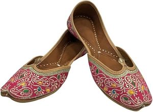 Calzado Jutti Khussa Paquistaní Hecho a Mano con Bordado y Estampado, Zapatos Planos Khussa para Mujer - Product Image 2