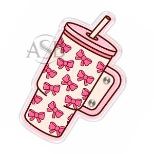 Paleta de Acrílico Sostenible para Extensiones de Pestañas con Diseño de Lazo Rosa, Taza Tumbler y Logotipo Personalizado - Product Image 5