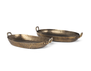 Antique Gold Multi-Functional Serving Trays 2pcs Rustic Aluminium Hammered Texture Enhance Elegant <b>Decor</b> Wedding Christmas - Product Image 4