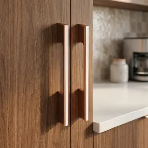 KELLTON Midcentury Modern Square Metal Furniture Handles <b>Drawer</b> <b>Pulls</b> for Kitchen Cabinets Wardrobes 8" 10" Durable Anti-Rust - Product Image 4