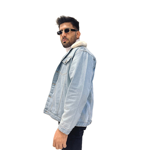 <b>Men's</b> Classic Denim <b>Jacket</b> Regular Fit Turn-down Collar Single Breasted Washed Solid Color Autumn Casual Style Faux <b>Fur</b> Lining - Product Image 3