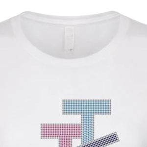 เสื้อยืดผู้หญิงสีขาว แขนสั้น พิมพ์ลายกราฟิก ตัวอักษรประสานกัน คอกลม สวมใส่สบาย น้ำหนักเบา แฟชั่นลำลองสำหรับทุกวัน - Product Image 3
