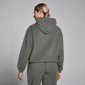 Women's Light <b>Blue</b> Hooded Sweatshirt Cotton Bamboo Fleece Short Length Regular Sleeve Solid Color Autumn Wear - Product Image 3