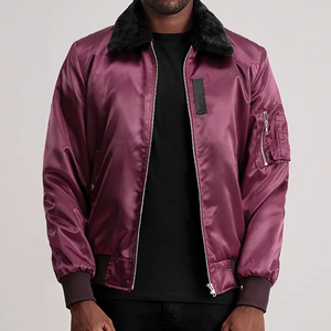 Nueva Chaqueta Bomber de Satén con Cuello de Piel Sintética, Ropa de Calle de Invierno Personalizada, Impermeable, Transpirable, Venta al Por Mayor B2B, Ropa Exterior de Moda - Product Image 4