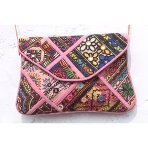 Pochette à main pour femme, best-seller, broderie à la main, style Banjara, décontractée, à fermeture ouverte, avec chaînes, patchwork et travail de miroirs - Product Image 2