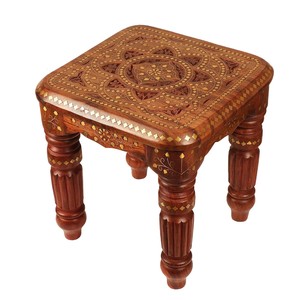 ชั้นวางของตกแต่งไม้มะม่วงเพ้นท์มือ พร้อมฝังกระเบื้องเซรามิก - ขายส่ง - Product Image 4