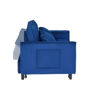 Divano Letto Elegante in Velluto Blu da 55 Pollici, Pratico con Tasche, Interpretazione Intelligente dell'Arte del Divano Tre-in-Uno - Product Image 3