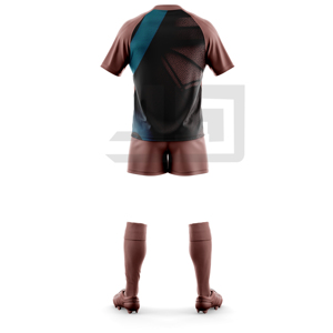 Conjunto de Jersey y Pantalones Cortos Deportivos de Rugby con Cuello en V, Personalizados, 100% Poliéster, Antibacterianos, Ecológicos, Resistentes al Viento, para Interiores y Exteriores - Product Image 3