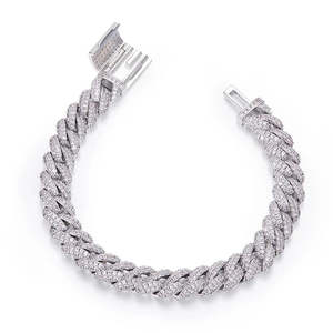 RB Gems <b>Iced</b> <b>Out</b> Prong Cuban Link Bracelet Brilliant Cut VVS Moissanite 925 Sterling Silver Rhodium Plated Unisex Hip Hop <b>Chain</b> - Product Image 5