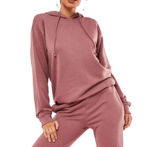 Ropa deportiva, chándal holgado de 2 piezas para mujer, chándal de algodón liso de alta calidad con logotipo personalizado 2026 - Product Image 4