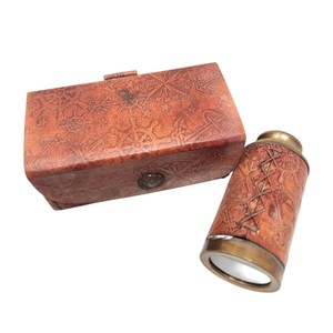 Telescopio de Bolsillo de Latón Antiguo con Caja de Cuero, Regalo Náutico Pirata, Proveedor Mayorista OEM - Product Image 3