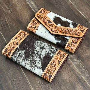 2025 New Designer Luxury Hand Tooled Leather <b>Card</b> Money <b>Holder</b> Long <b>Wallet</b> Vintage Ladies Fashionable Genuine Cowhide Clutch - Product Image 5