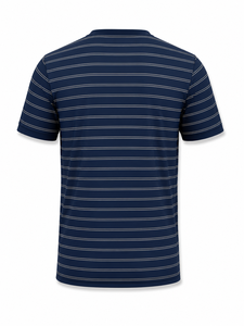 Camiseta de Algodón a Rayas para Hombre, Manga Corta, Cuello Redondo, Corte Regular, Transpirable, Informal, con Logotipo Estampado en la Parte Delantera - Product Image 3