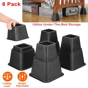 8pcs Adjustable Furniture <b>Risers</b> 500kg 1100lbs Capacity <b>Bed</b> Lifters for Couch Table Chair-Furniture Accessories - Product Image 1