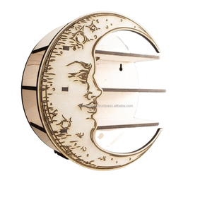 Nouveauté étagère murale en bois noir fait à la main en forme de croissant de lune présentoirs nouvellement lancés pour salle de bain salon pour - Product Image 6