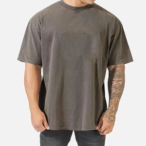 T-shirts tricotés surdimensionnés pour hommes en gros, logo personnalisé, 100 % coton, séchage rapide, respirant, épaules tombantes, imprimé, streetwear de luxe - Product Image 4