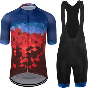 Conjunto de Ropa de Ciclismo para Hombre para Ciclismo de Carretera con Camiseta de Manga Corta con Bolsillos con Cremallera y Culotte Acolchado con Tirantes, Uniforme de Ciclismo Sublimado - Product Image 1