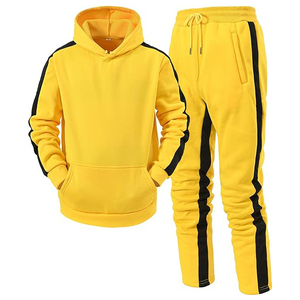 Ensemble de survêtement décontracté pour homme en molleton de coton, sweat à capuche et pantalon de jogging, fermeture éclair intégrale, tenue de sport personnalisée - Product Image 1