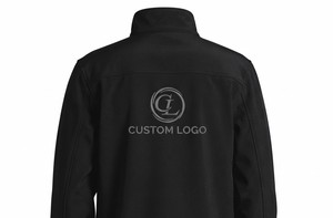 Veste en polaire noire pour homme avec logo personnalisé, coupe-vent, fermeture éclair sur le devant, col montant, vêtement décontracté pour l'automne - Product Image 4