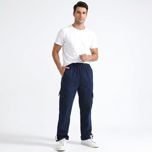 Pantalon de survêtement cargo en polyester tricoté léger pour homme, taille élastique, plusieurs poches, style décontracté, idéal pour le printemps, en molleton anti-plis - Product Image 4