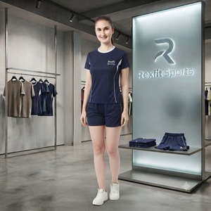 REXFITSPORTS 2026 Ensemble T-shirt et Short de Sport Personnalisé pour Femme, Tenue de Fitness Respirante avec Logo de Marque Privée - Product Image 5
