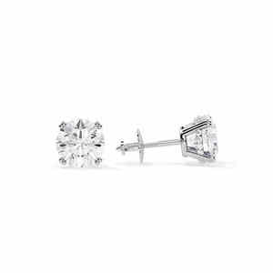 Pendientes de Diamantes Naturales de Corte Brillante Redondo, Chapados en Oro Rosa de 18K, Unisex, de Lujo, para Compromiso - Product Image 2