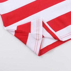 T-shirt pour homme en coton respirant à rayures rouges et blanches, col rond, grande taille |   Chemise décontractée à manches courtes pour un usage quotidien, coupe décontractée - Product Image 4