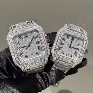 Montre en quartz Moissanite Crystal Wave Premium pour homme, sertie de pierres, avec mouvement de précision et design épuré - Product Image 1
